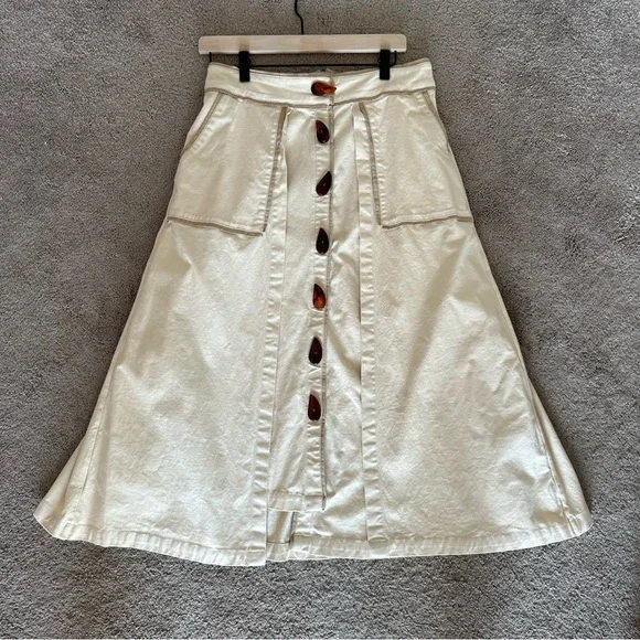 NORAH Brazilian Button Front Skirt Size 3 US 6/8 Slow Fashion - Picture 7 of 13